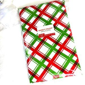 HOLIDAY Tablecloth Christmas Peva Flannel Back Red & Green Plaid NWT NOS